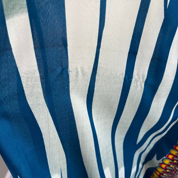 Shoreline Wear Blue Multi Abstract Animal Stripe Cinched Kaftan Midi Dress OS - Picture 16 of 16